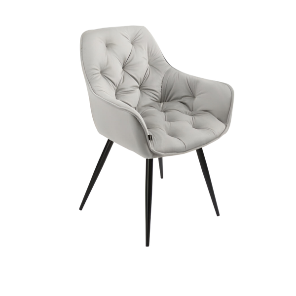 Velvet Dining Padded Armrest Chair with Black Legs
