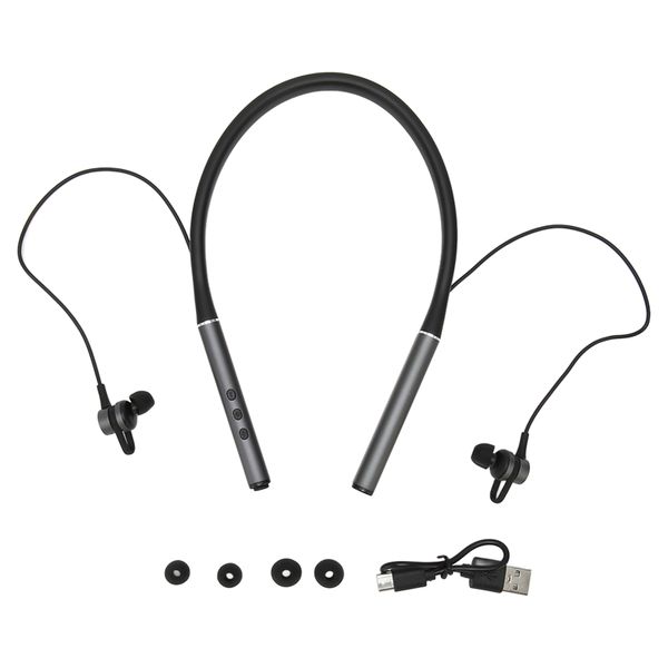 Neckband Bluetooth Headphones Wireless Stereo Bass Magnetic Earphone Gray