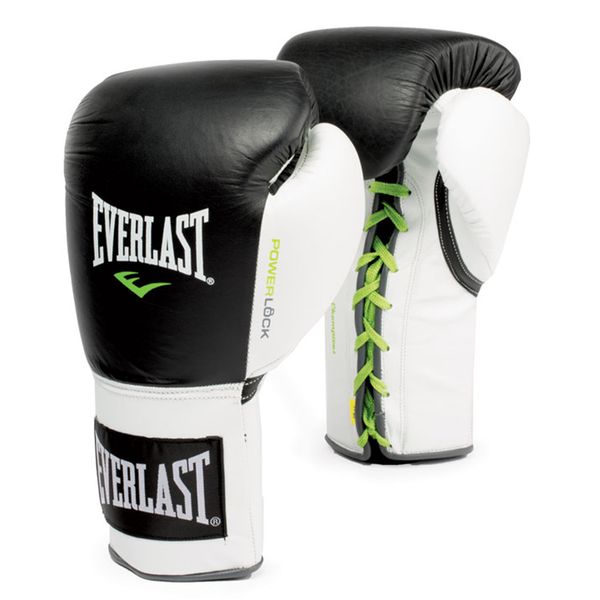 Everlast PowerLock Pro Laced Leather Training Gloves - Black &amp; White