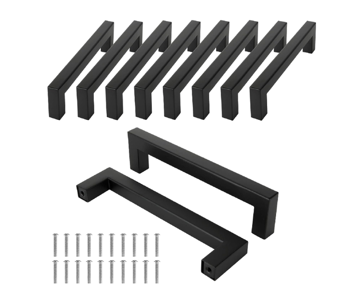 10 Pc Square Black Cabinet Handles 120mm