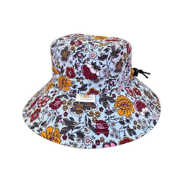Moosel Hats Kids Bucket Sun Hat Blue and Purple Wild Flowers