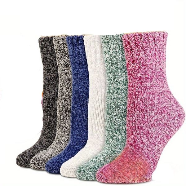 6 Pairs of Autumn and Winter Women's Socks, Thick Warm Socks