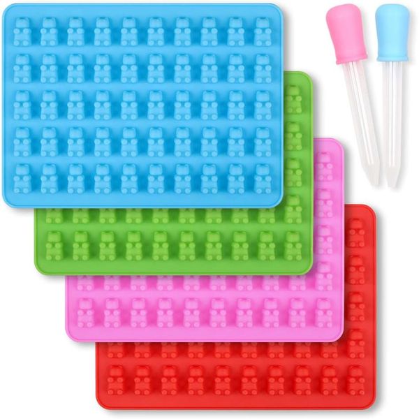 4-piece Silicone Gummy Moulds Jelly Candy Chocolate Mold Non-Stick Bear
