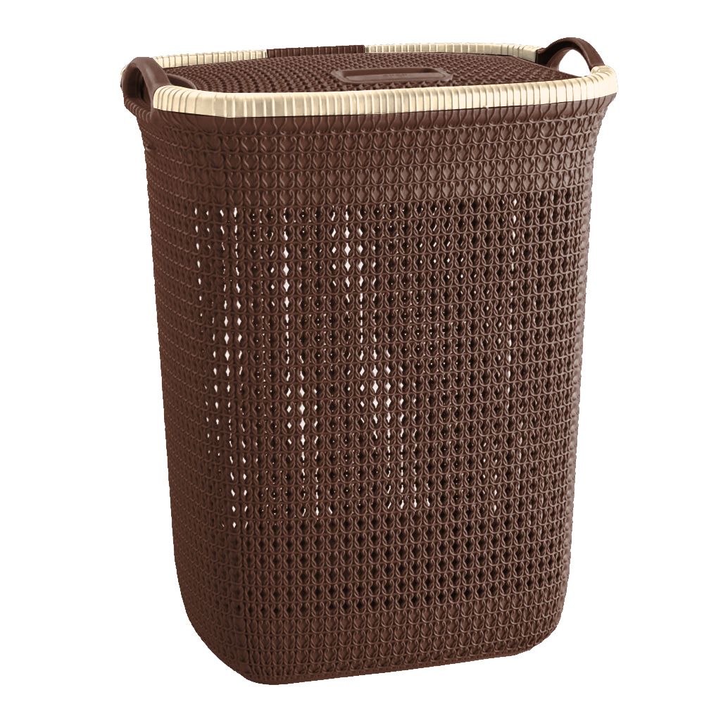 Brown Tall Cloths Plastic Laundry Hamper with Lid Laundry Hamper Basket