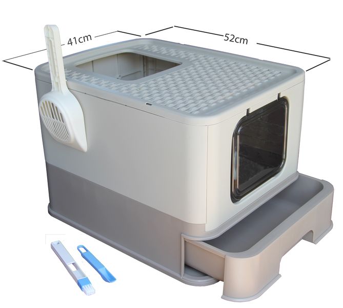 zaLoo Foldable Enclosed Cat Litter Box - Side Entrance, Top Exit, Spacious
