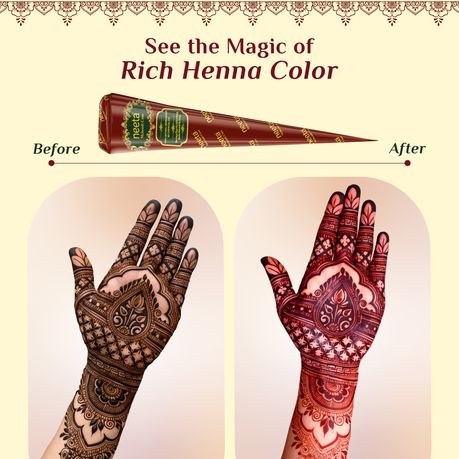 QUEENS HENNA QUEENS NATURAL 700g 4袋 Neeta Henna Cones for Hand - Natural Ready to Use Henna Paste Pack