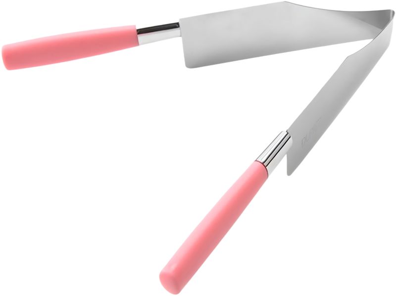Stainless Steel Triangular Cake Cutter with Double Handle - Pink