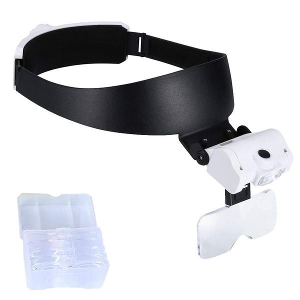1X 1.5X 2X 2.5X 3.5X LED Illluminated Helmet Magnifier with 2 LED Light