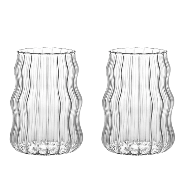 2 Piece Irregular Ripple Glass Set - 550ml
