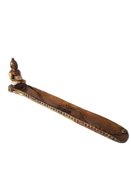 Meditating Buddha Incense Holder - Gold