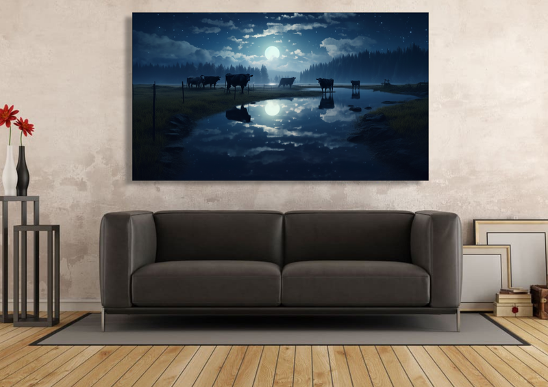 Canvas Wall Art - Moonlight Lake Abstract - IM0232