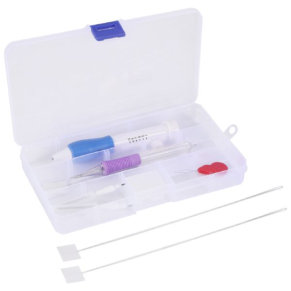 Embroidery Stitching Punch Needle Set Pen with Plastic Box