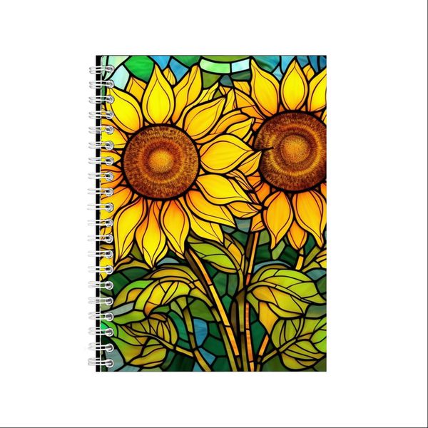 Stained Glass Yellow Sunflowers 3 Notebook Gift Idea A4 Notepad Pad 108