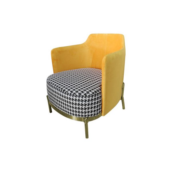 Checko Chair Mustard with Black and White Gold Legs