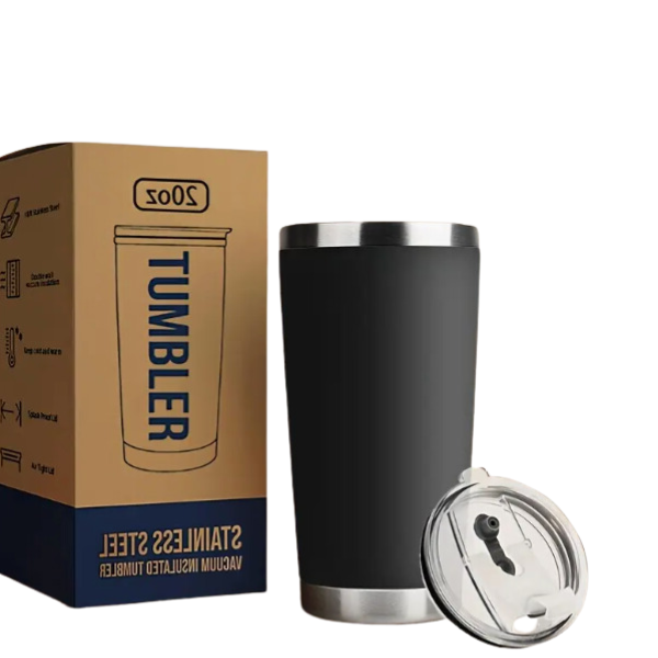 20oz Black Stainless Steel Tumbler with Lid