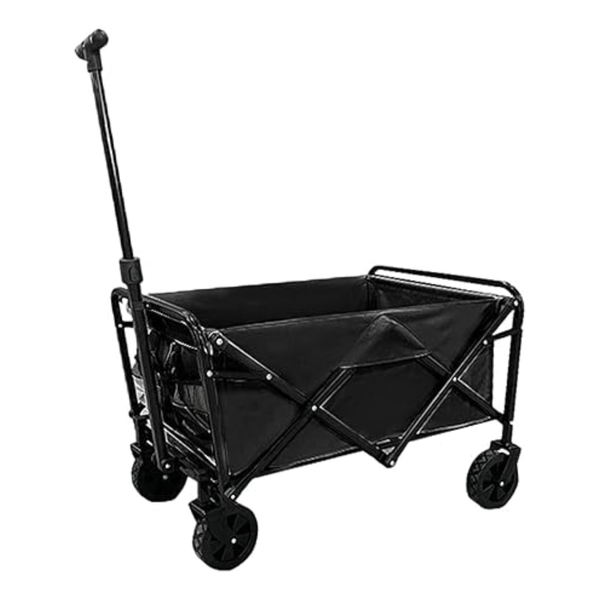 Small Foldable Utility Cart - Multiuse Storage Trolley (Black)