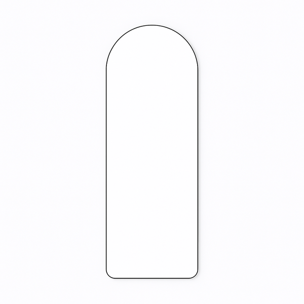 Modern Arched Full-Length Mirror with Black Metal Frame - Freestanding