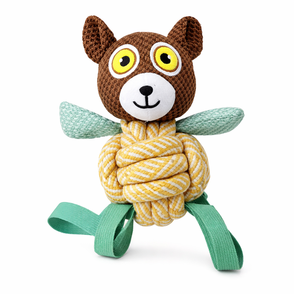 Plush Bear Dog Chew Toy with Rope