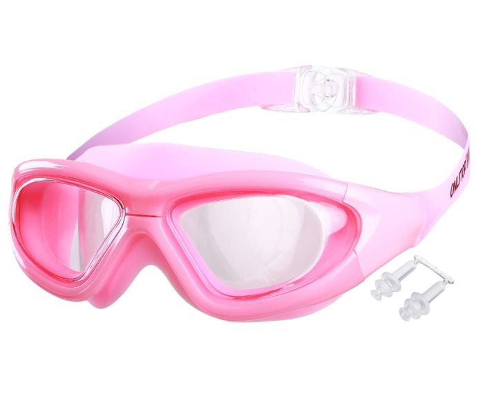 Adult Adjustable Pink Swimming Goggles - Anti-Fog UV Protection Lens