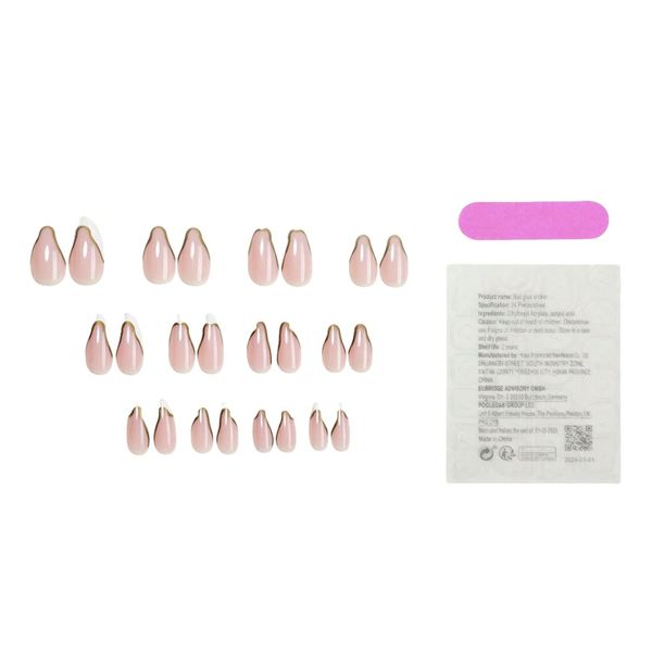24-Piece Medium Almond Press-On Nails - Glossy Red French Tip