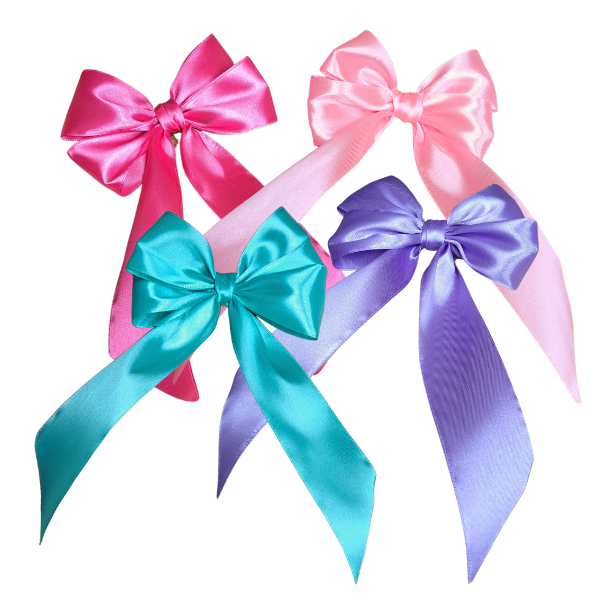 Satin Ribbon Bow Hair Ties - 4 Pack