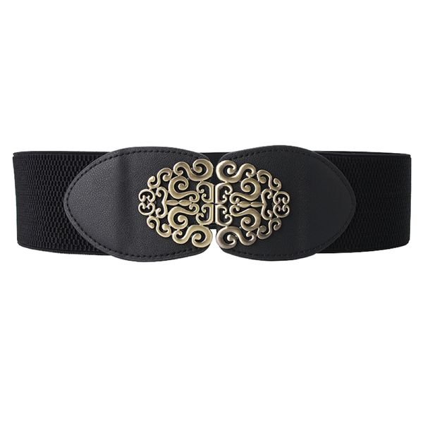 Fashion Retro Faux Leather Interlock Flower Buckle Dress Belt - 67cm
