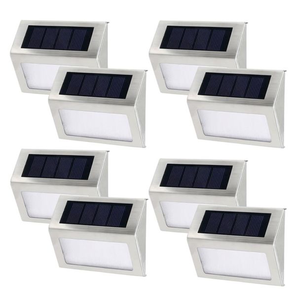 Set Of 8 Outdoor Stainless Steel Solar Step Light TS-151