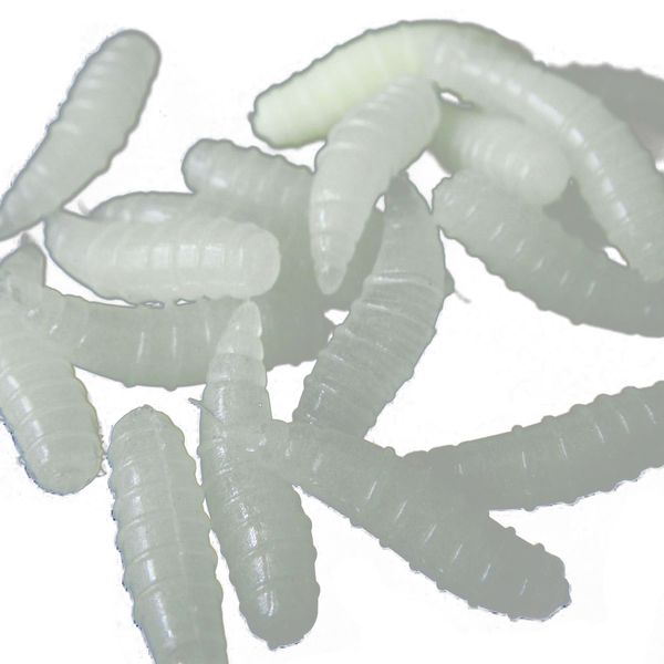 50pcs 1.6cm Bait Fishing Maggot Grub Soft Baits Worms Noctilucent Luminous