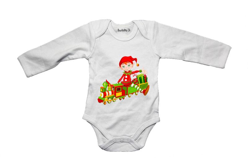 Christmas Elf - Train - Long Sleeve - Baby Grow