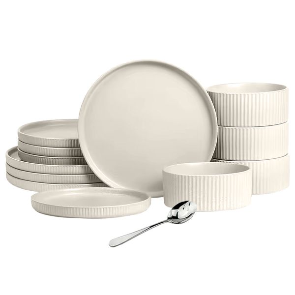 Classic Korean Style Porcelain Plate Household Dinnerware Sets - 13Piece