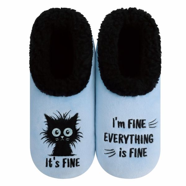 Snoozies Womens Fleece Slippers Its Fine - Soft Non-Skid Soles