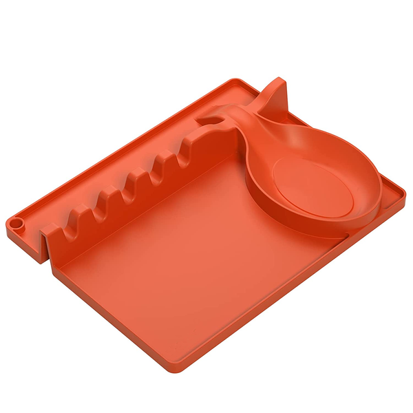 Silicone Spoon Rest 2 in 1 Larger Size Silicone Spoon Holder -orange