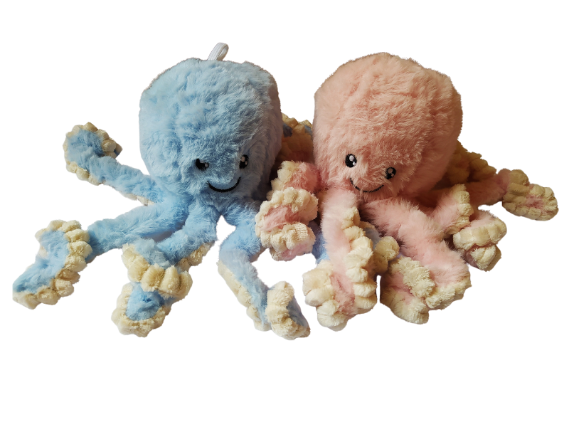 2-piece Baby Octopus Plush Soft Toy Combo - Soft Blue &amp; Pink - L20cm each