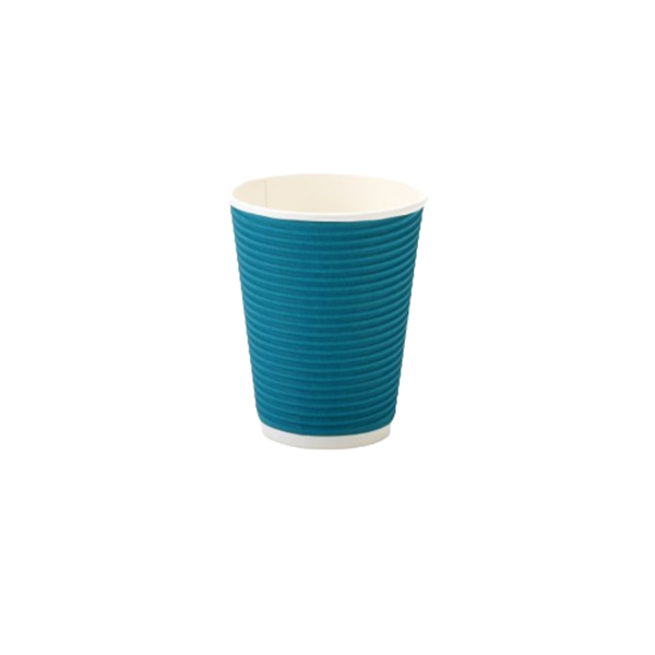 Double Wall Ripple Cups 250ML Turquoise - 25 Pieces