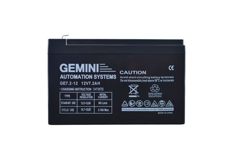 Gemini 12V 7.2Ah Rechargeable Lead Acid Battery