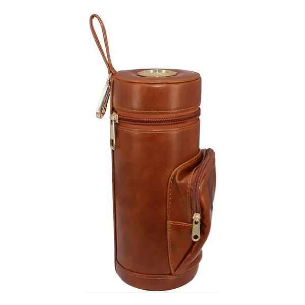 Portable Cigar Case With Built-In Hygrometer &amp; Pouch For Lighters And Tools