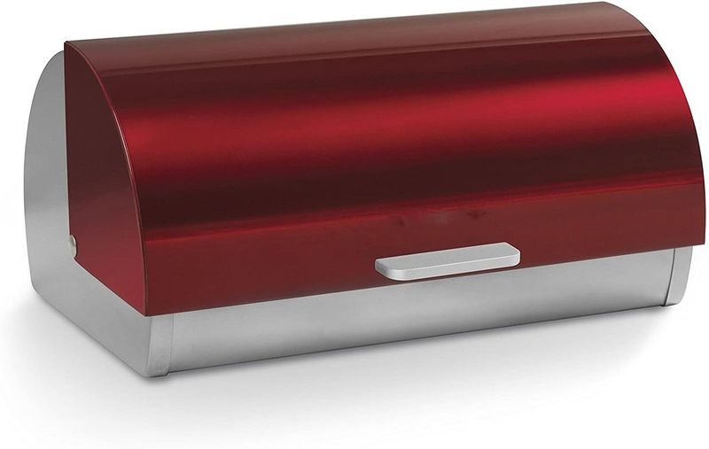Royal Homeware Roll Top Bread bin with Color Lid and Stainless Steel Body