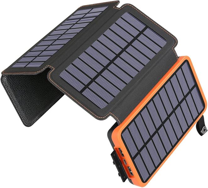 25000mAh Outdoor USB C Portable Power Bank with 4 Solar Panels