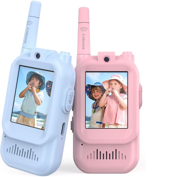 2 Pack Kids Video Walkie Talkies Long Range Pink Blue