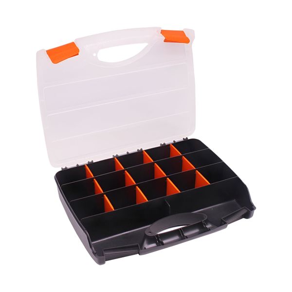 Plastic Tool Box Organizer with 15 Compartments - Black (32x25x5.9cm)