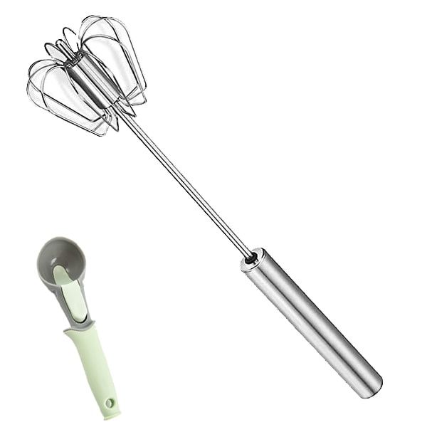 Optic Stainless Steel Egg Beater Whisk-Silver With Ice Cream Scoop