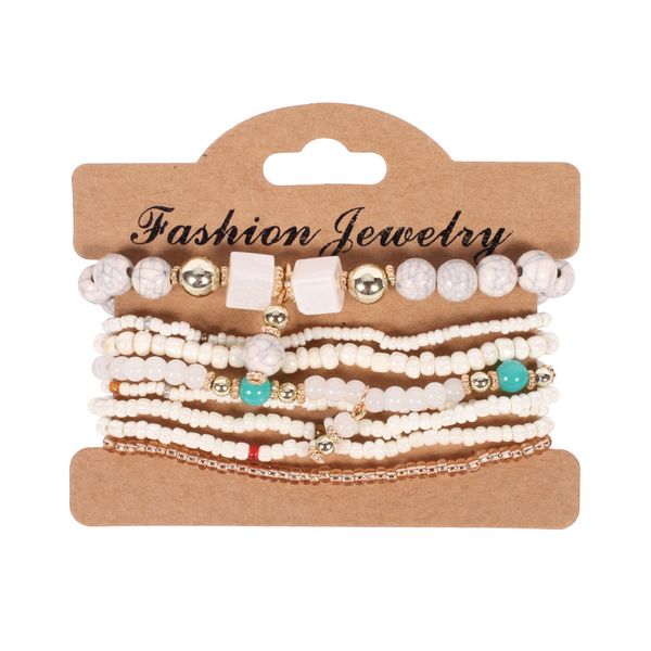 Boho Romantic Handmade Beaded Bracelet Set 8Pcs Layered Stretch Jewelry