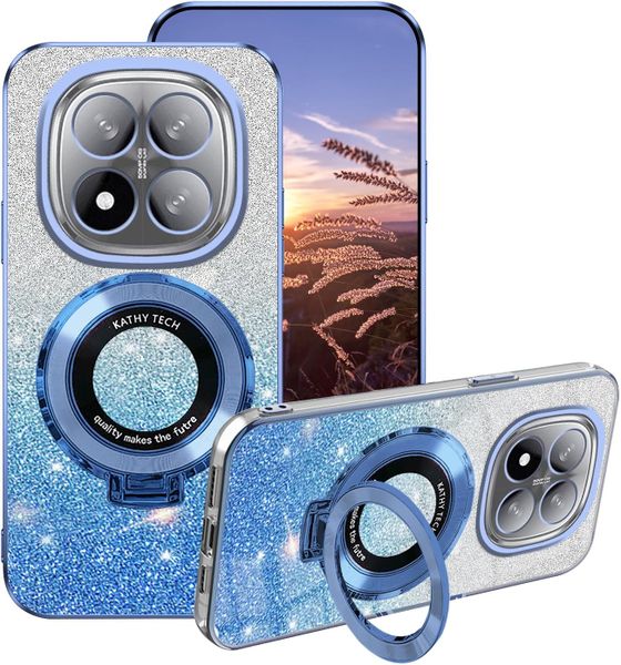 Glitter Magnetic Ring Stand Phone Case Compatible With Redmi Note 14 Pro 4G