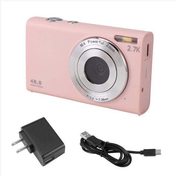 Digital Camera With Auto Focus 2 7K 48Mp Vlogging Camera-Pink