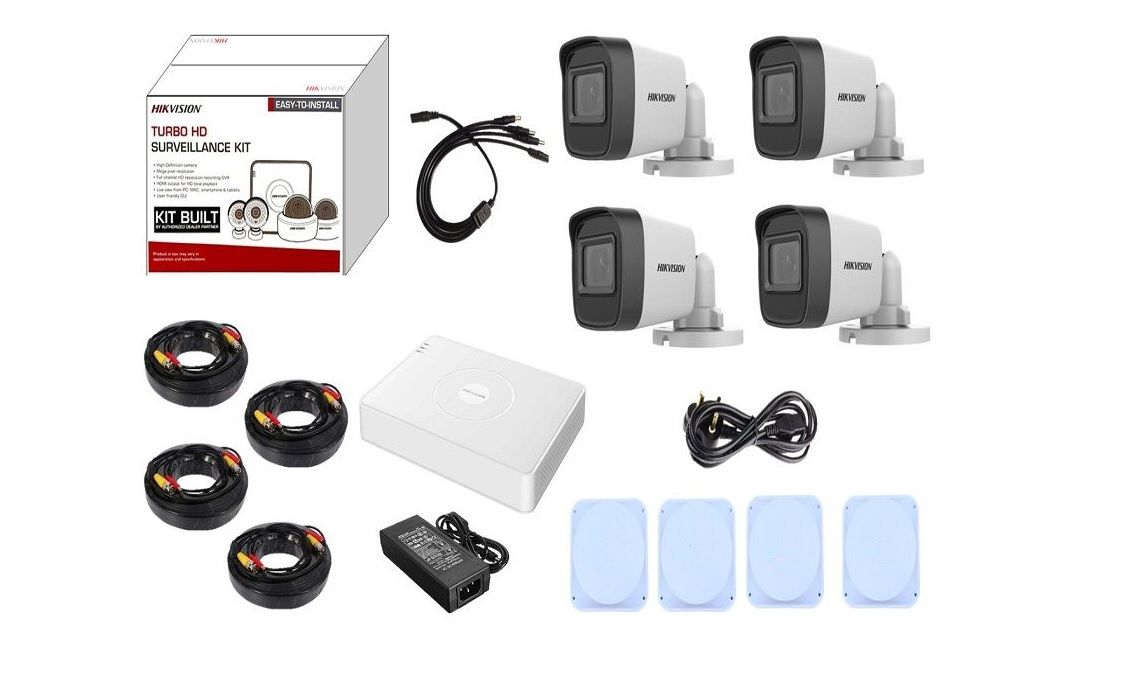 Hikvision 4 Channel Bullet Camera Kit with junction box and ready cables