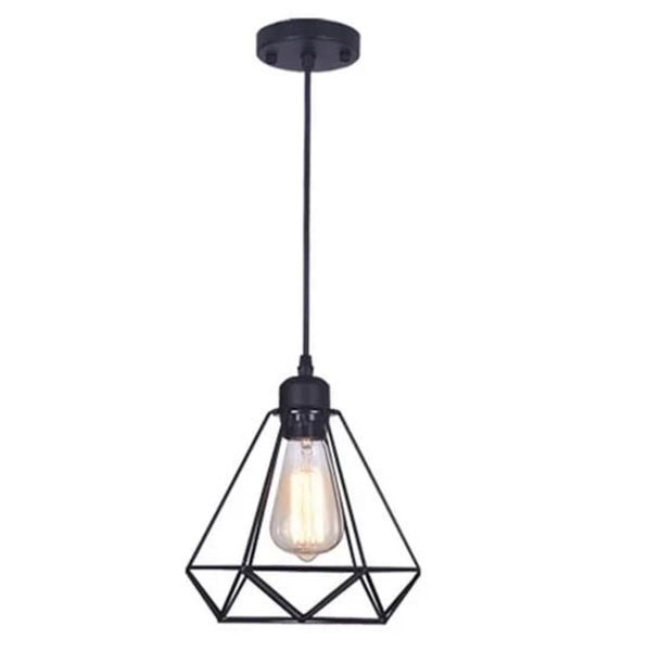 Vintage Hanging Chandelier Lamp Retro Black Simple Led Pendant Light