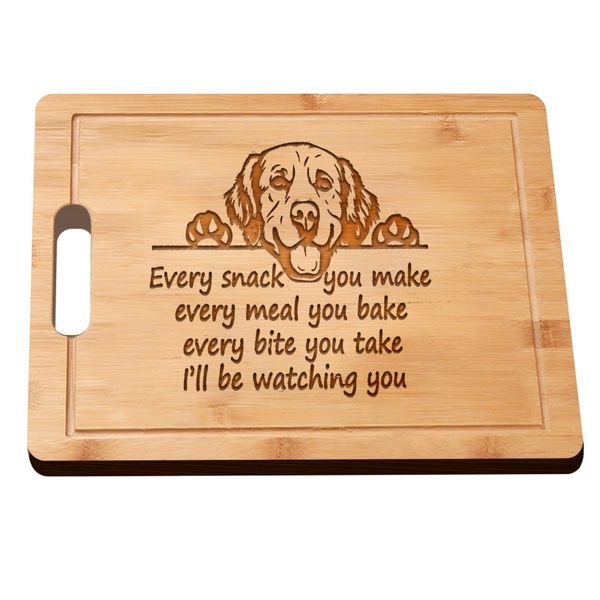 Laser Engraved Bamboo Cutting Board Funny Dog Pet Gift for Pet Lover
