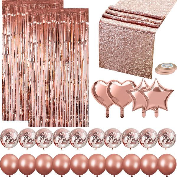 29 Piece Party Decoration Pack Balloons Table Runner Foil Curtain