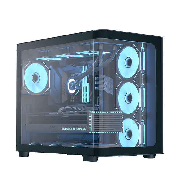 AeroCool P500C Black Mid Tower Case with 4×120mm ARGB Fans and Hub - ATX