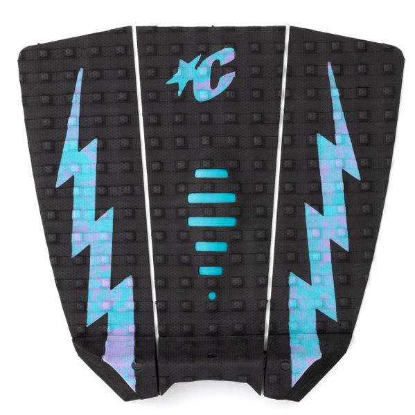 Creatures Mick Eugene Fanning Lite Ecopure Surfboard Traction Pad - Black Fluro Blue Lavender Swirl